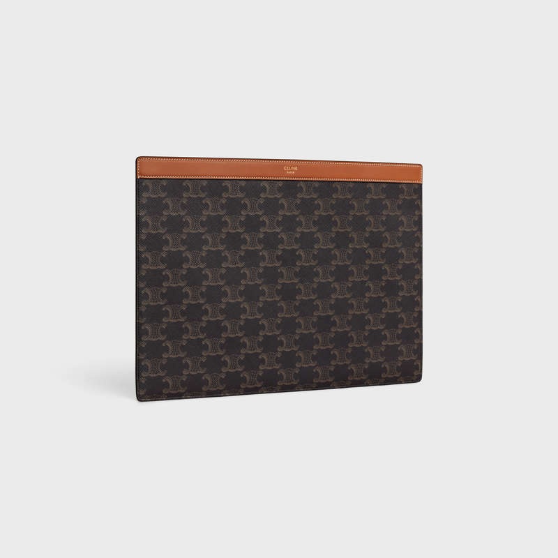 Celine Ipad Pro Sleeve In Triomphe Kanvas And Calfskin Kese Çanta Kahverengi | CL-591784
