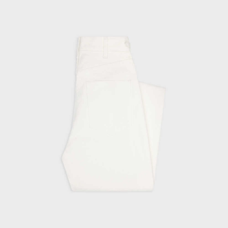 Celine Jane Flared Jeans In Optic Wash Denim Pantolon Beyaz Açık Mavi | CL-592722