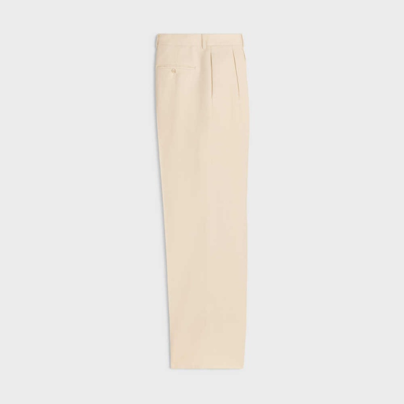 Celine Jude Double-pleated In Silk Panama Pantolon Beyaz | CL-592738