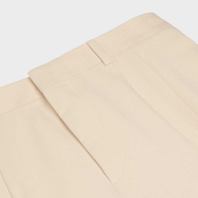 Celine Jude Double-pleated In Silk Panama Pantolon Beyaz | CL-592738