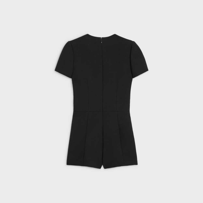 Celine Jumpsuit In Gauffered Double Yün Şort Siyah | CL-592748
