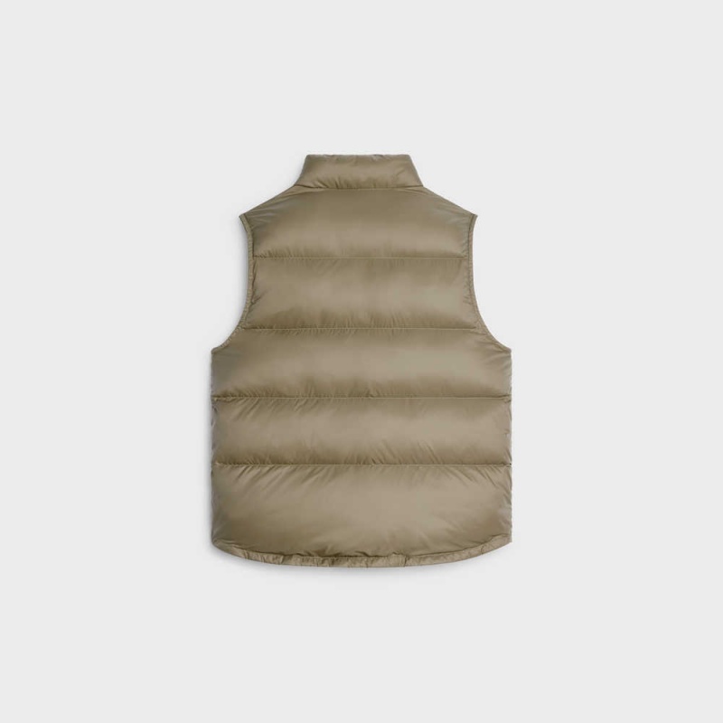 Celine Kapitone Vest In Hafif Naylon Mont Haki | CL-592683