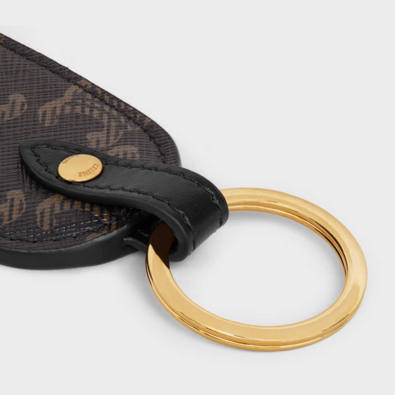 Celine Key Holder In Triomphe Kanvas And Calfskin Kese Çanta Siyah | CL-592893