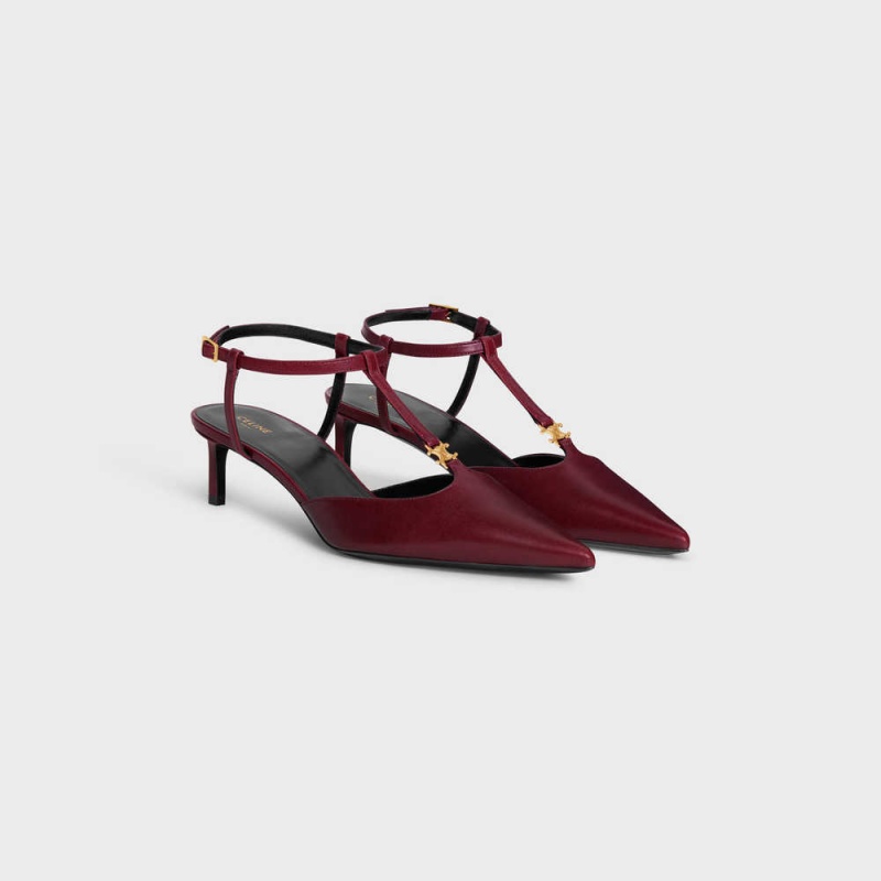Celine Kitten Triomphe Bar Askılı In Lambskin Stiletto Bordo | CL-592556