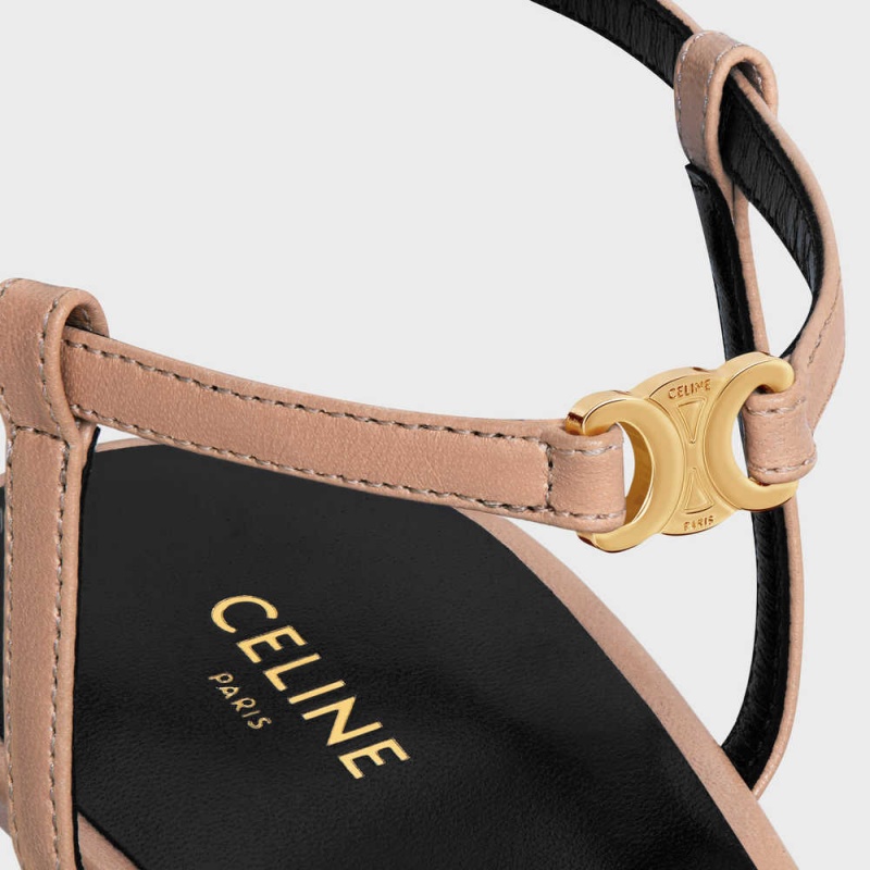 Celine Kitten With Askılı Triomphe In Lambskin Stiletto Bej Rengi Pembe | CL-592560