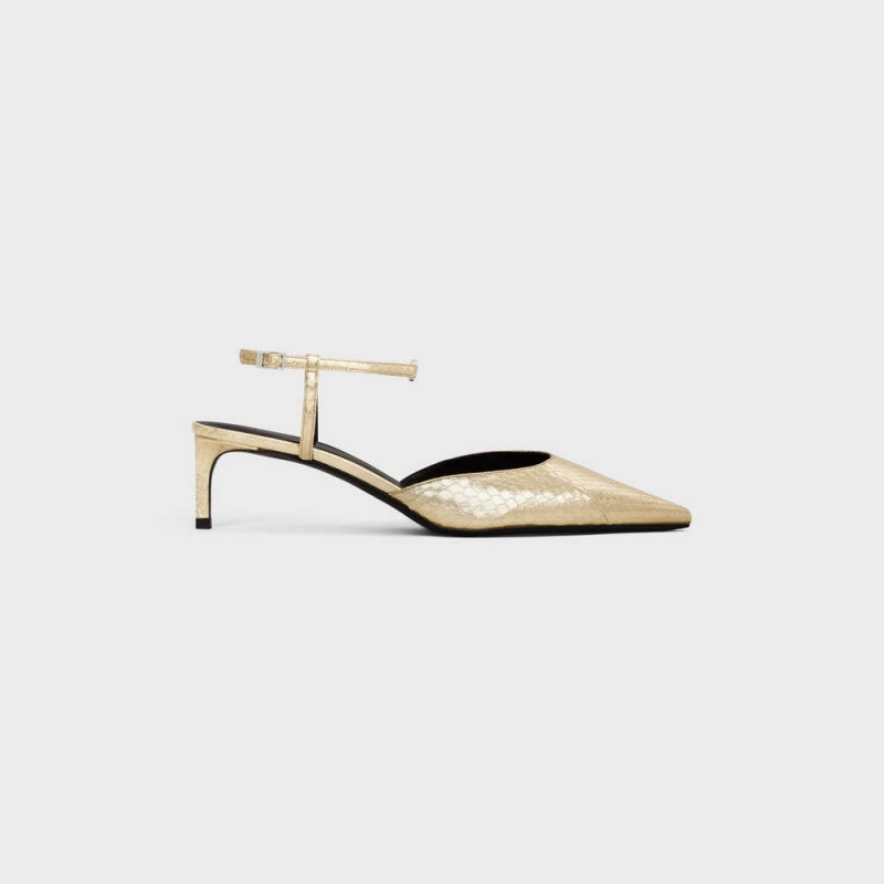 Celine Kitten With Askılı Triomphe In Laminated Ayers Stiletto Gümüş | CL-592564