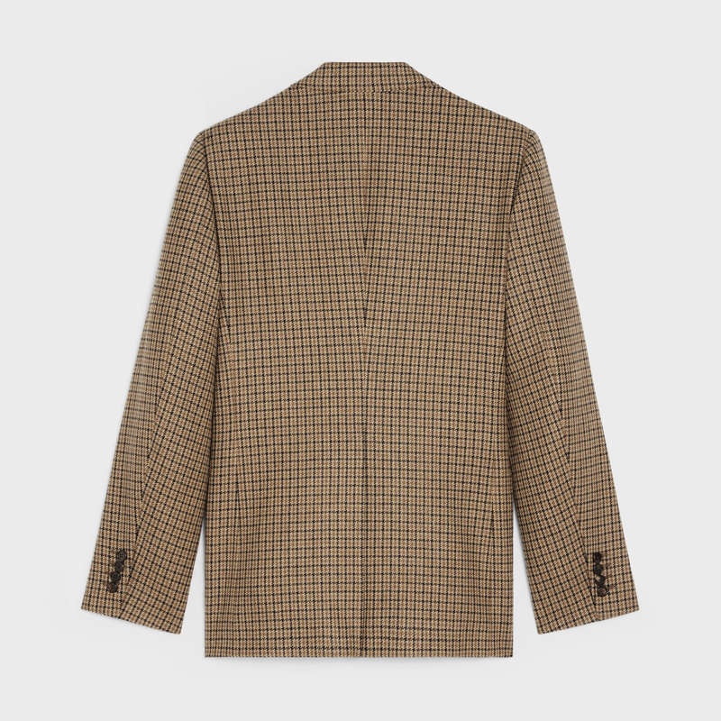 Celine Klasik In Checked Yün Mont Kahverengi | CL-591986