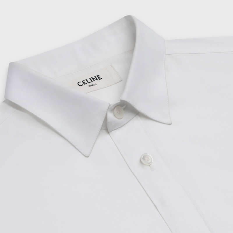 Celine Klasik In Pamuklu Poplin Gömlek Beyaz | CL-592179