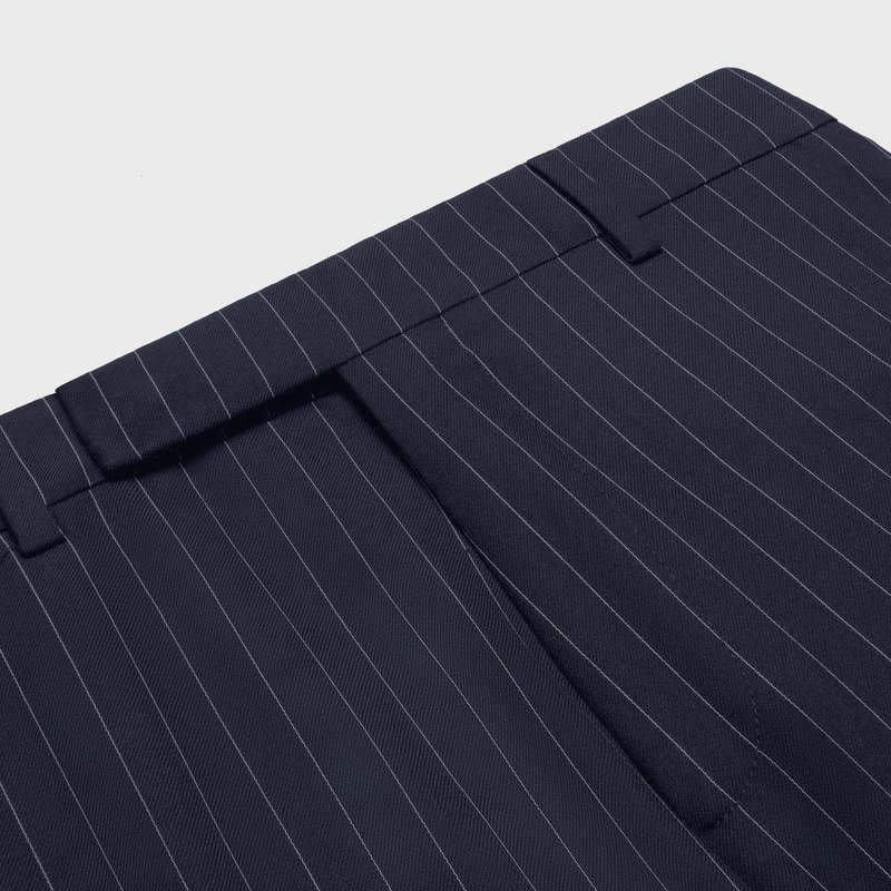 Celine Klasik In Çizgili Cashmere Yün Pantolonlar Mavi | CL-592025