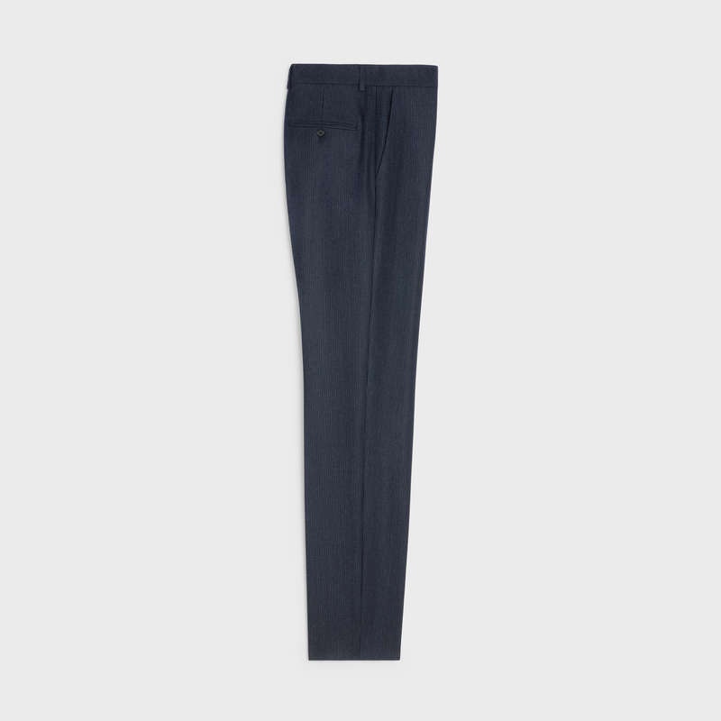 Celine Klasik Çizgili Flannel Pantolonlar Lacivert | CL-592026