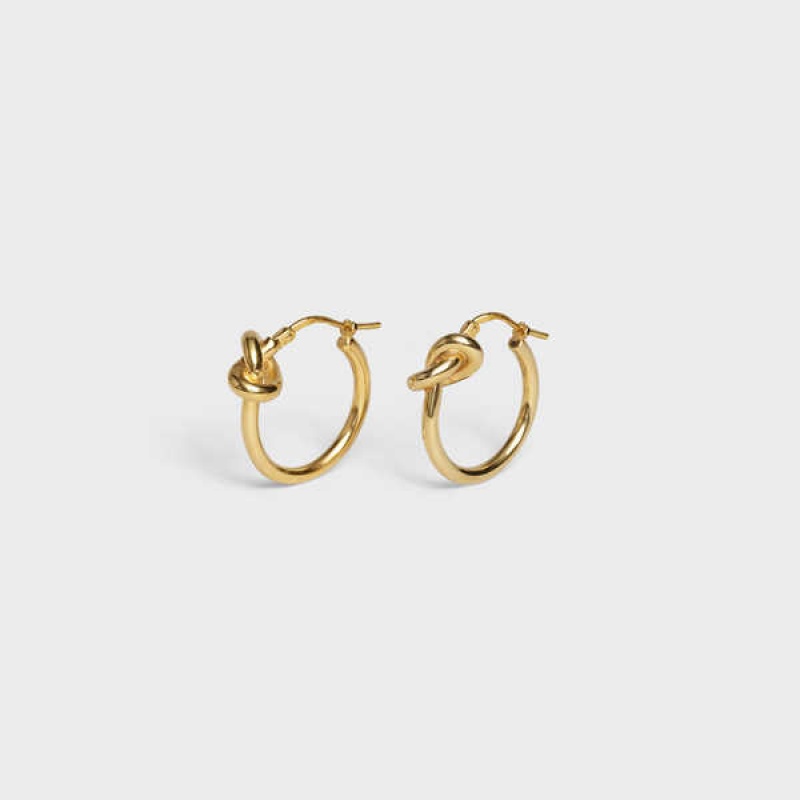 Celine Knot Small Hoops In Brass With Gold Finish Küpe Altın | CL-592311