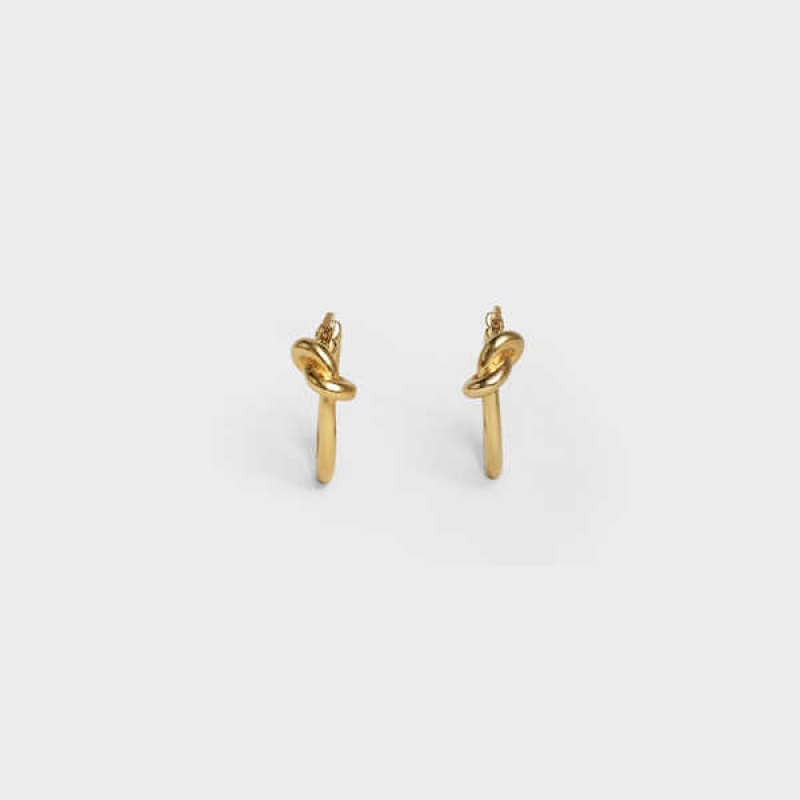 Celine Knot Small Hoops In Brass With Gold Finish Küpe Altın | CL-592311