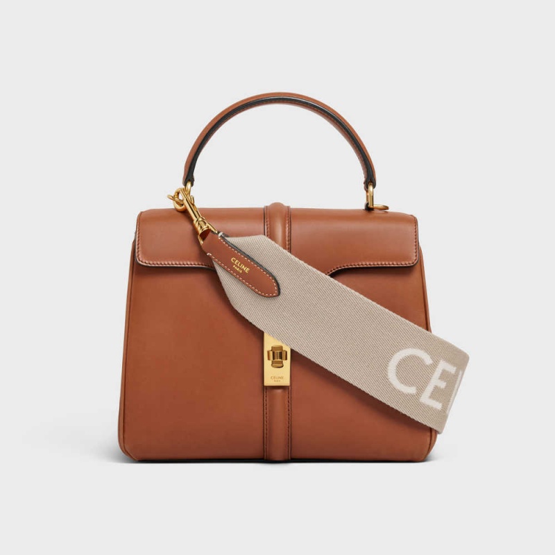 Celine Kısa Askılı In Yün With Jacquard With Gold Finishing Küçük Deri Ürünler Bej Rengi Beyaz | CL-592915