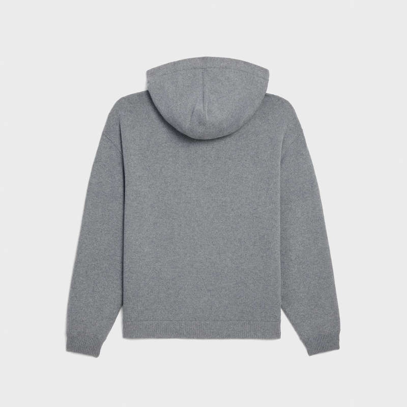 Celine Kukuletalı In Cashmere Yün Tişörtü Gri | CL-592116