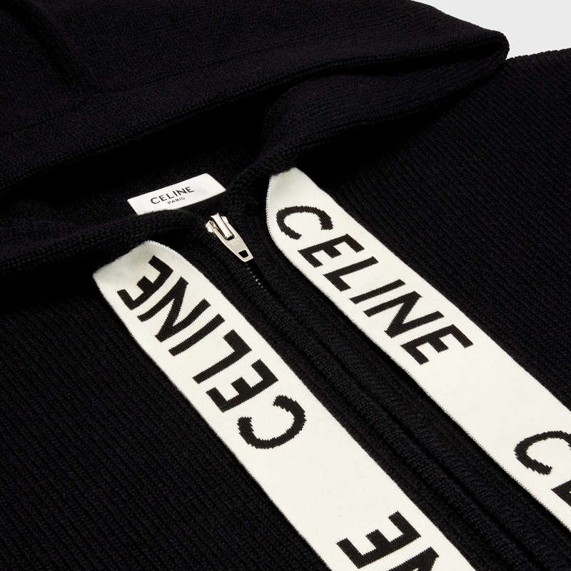 Celine Kukuletalı In Yün And Cashmere Tişörtü Siyah | CL-592115