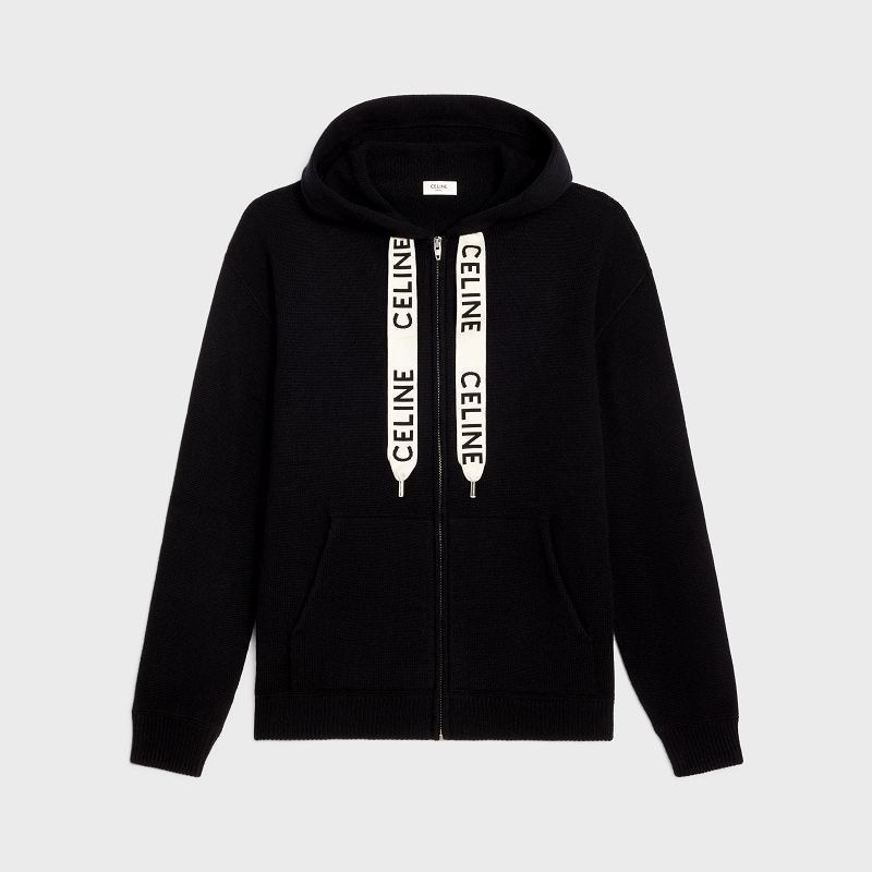 Celine Kukuletalı In Yün And Cashmere Tişörtü Siyah | CL-592115