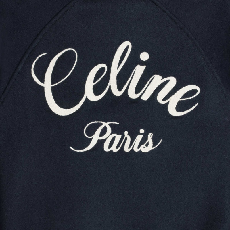 Celine Kukuletalı Teddy In Double Face Cashmere Mont Lacivert | CL-592679