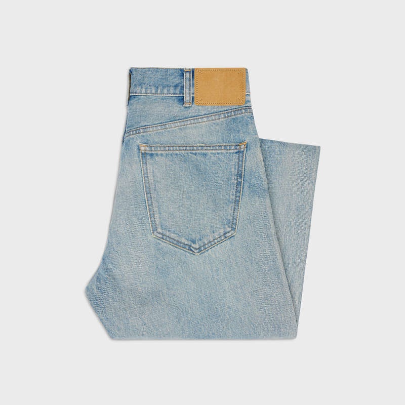 Celine Kurt Jeans In Destroyed Westside Wash Denim Pantolon Açık Mavi | CL-592051