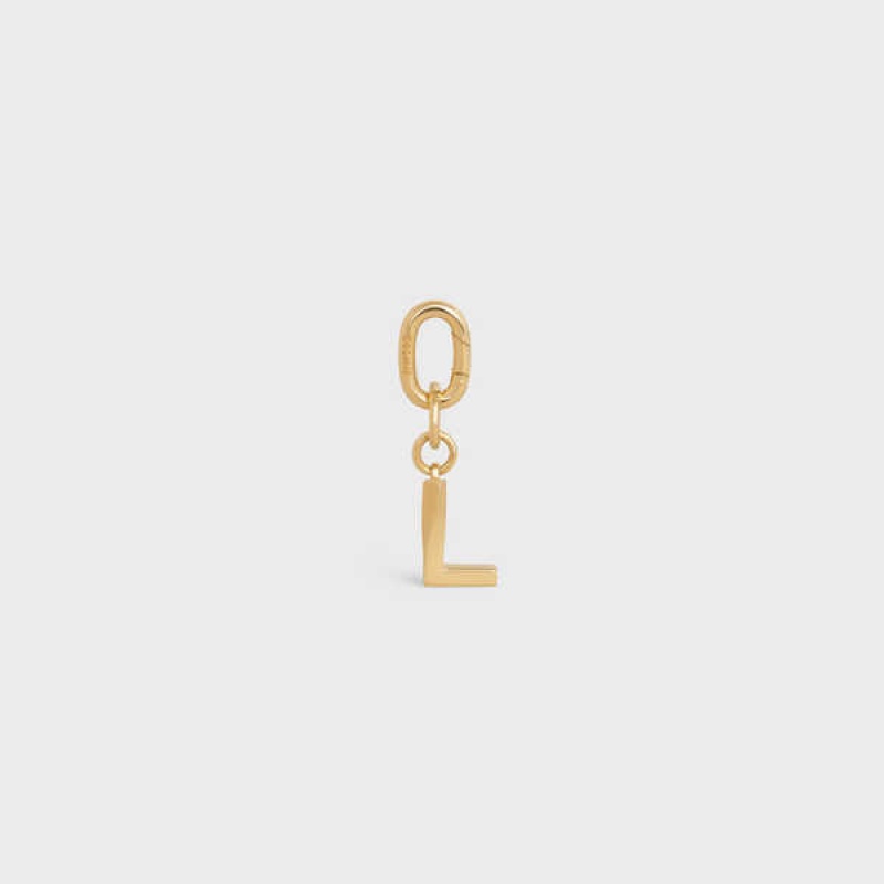 Celine L Charm In Brass Küçük Deri Ürünler Altın | CL-592931