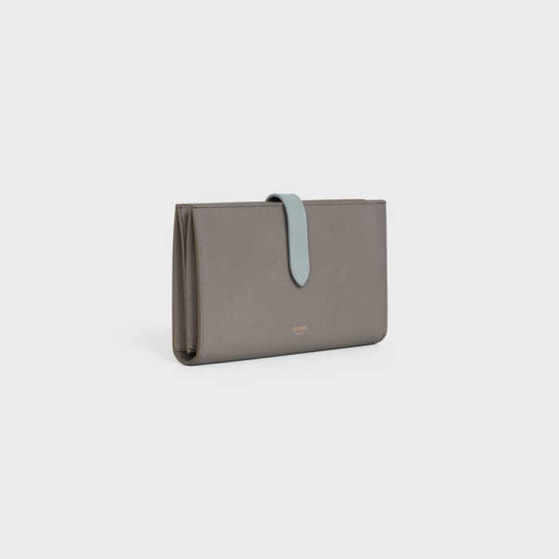 Celine Large Askılı In Bicolour Grained Calfskin Cüzdan Gri | CL-592994