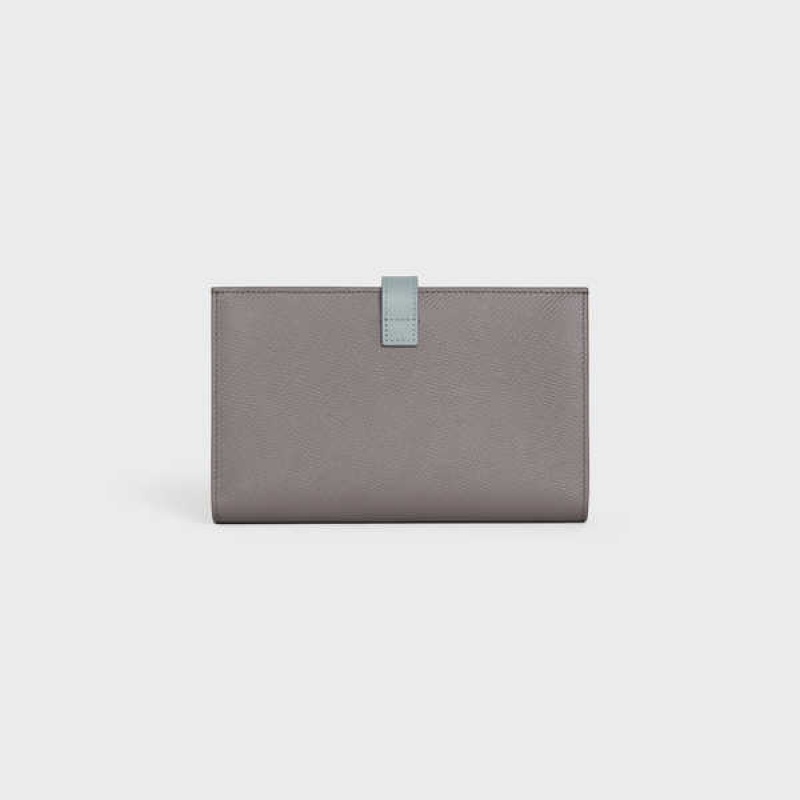Celine Large Askılı In Bicolour Grained Calfskin Cüzdan Gri | CL-592994