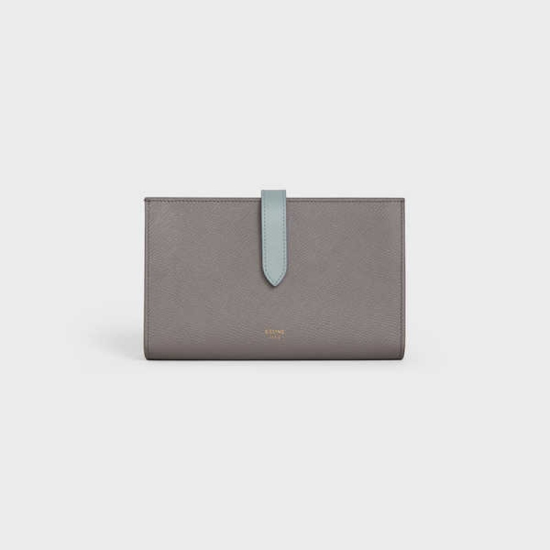 Celine Large Askılı In Bicolour Grained Calfskin Cüzdan Gri | CL-592994