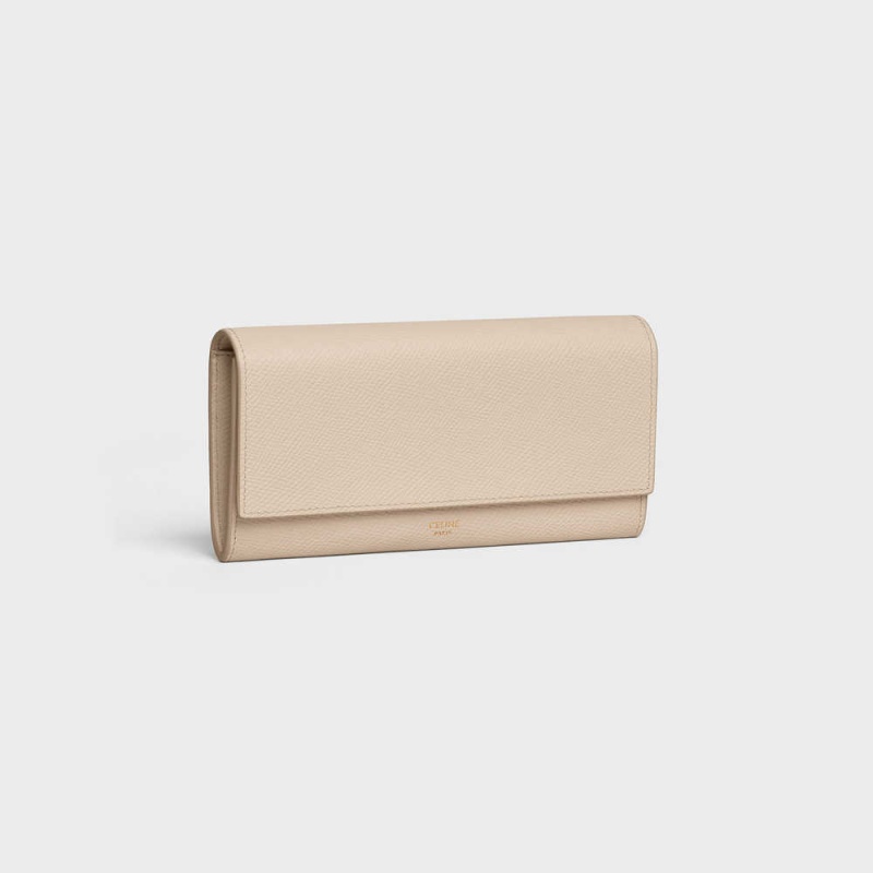 Celine Large Flap In Grained Calfskin Cüzdan Bej Rengi | CL-592996