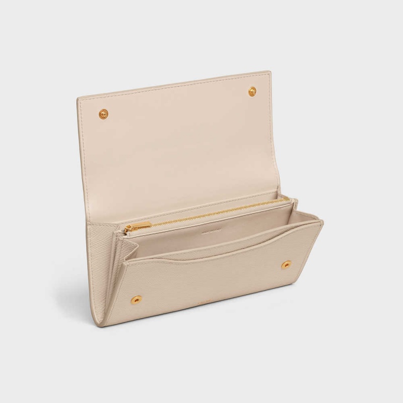 Celine Large Flap In Grained Calfskin Cüzdan Bej Rengi | CL-592996