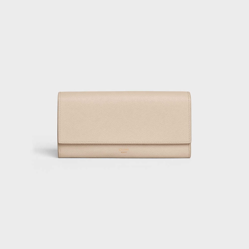 Celine Large Flap In Grained Calfskin Cüzdan Bej Rengi | CL-592996