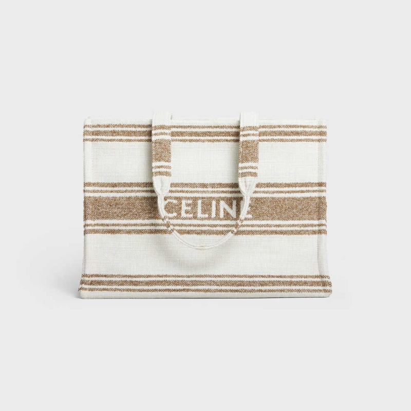 Celine Large Thais In Çizgili Tekstil With Jacquard Cabas Kahverengi Kahverengi | CL-593074