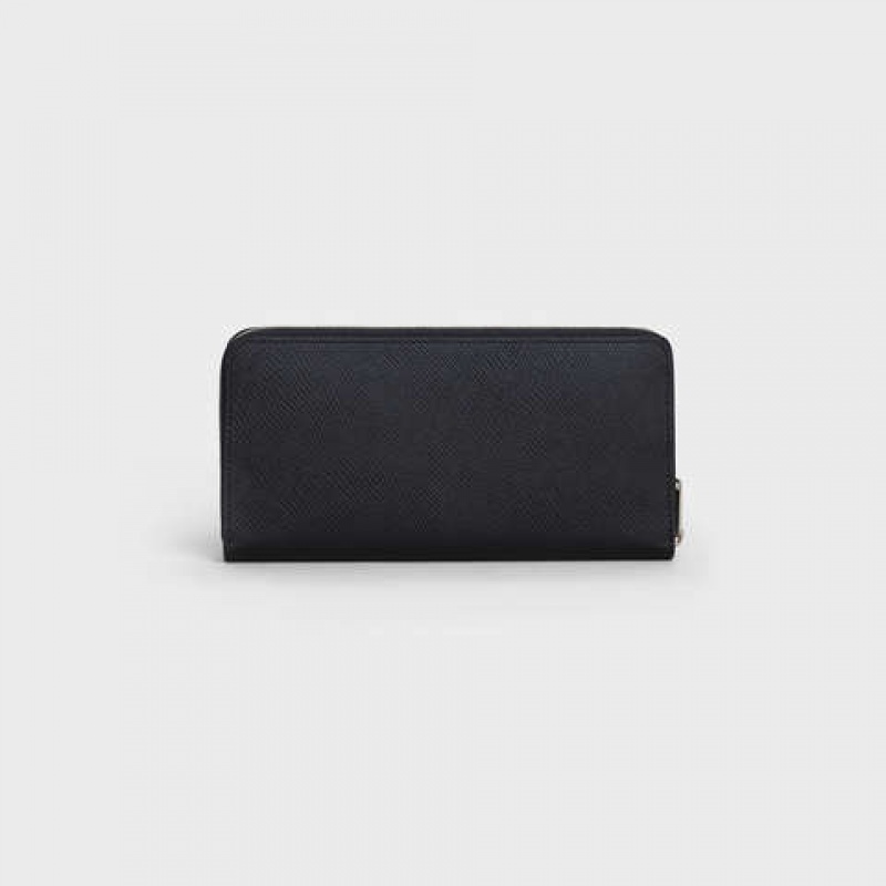 Celine Large Zipped In Grained Calfskin Cüzdan Siyah | CL-591798