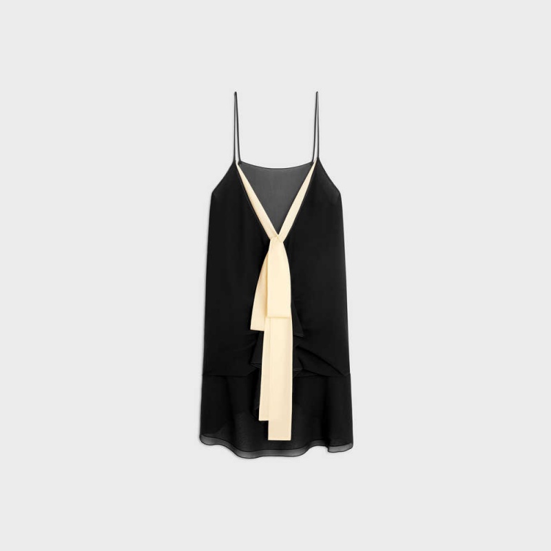 Celine LavallièRe Mini In Silk Georgette Elbise Siyah | CL-592848