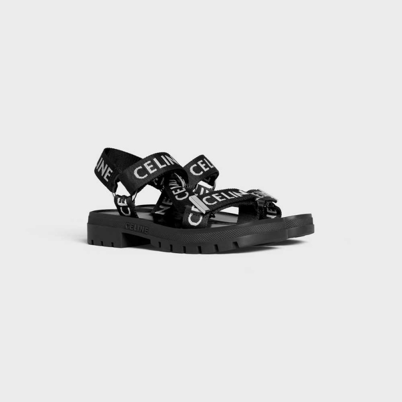 Celine Leo Askısı In With Jacquard Sandalet Siyah Beyaz | CL-592591