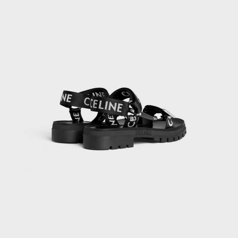Celine Leo Askısı In With Jacquard Sandalet Siyah Beyaz | CL-592591