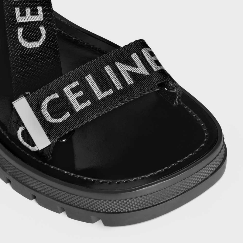 Celine Leo Askısı In With Jacquard Sandalet Siyah Beyaz | CL-592591