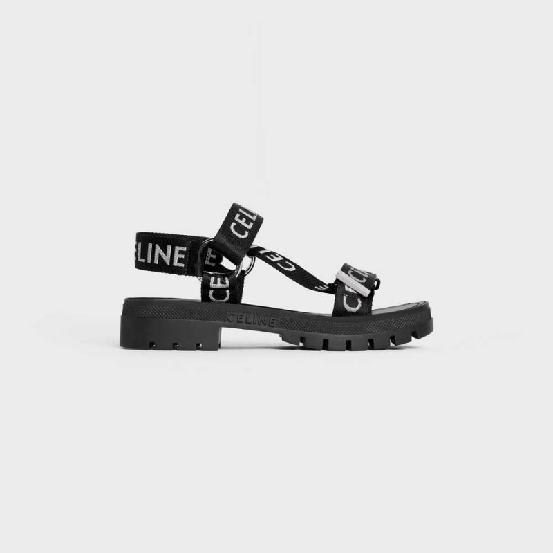 Celine Leo Askısı In With Jacquard Sandalet Siyah Beyaz | CL-592591