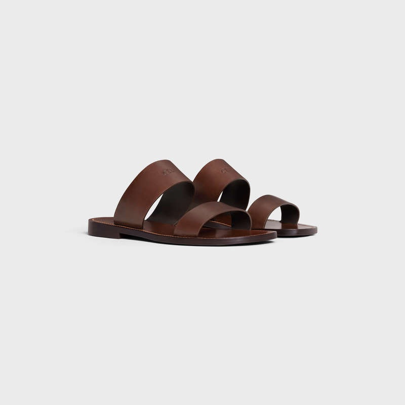 Celine Lerins In Calfskin - Vegetal Tanning Sandalet Koyu Kahverengi | CL-591890