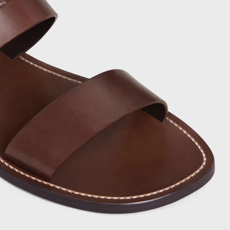 Celine Lerins In Calfskin - Vegetal Tanning Sandalet Koyu Kahverengi | CL-591890