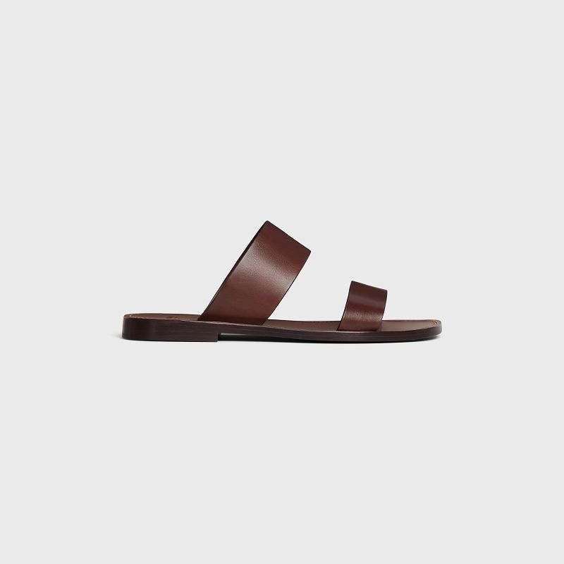 Celine Lerins In Calfskin - Vegetal Tanning Sandalet Koyu Kahverengi | CL-591890