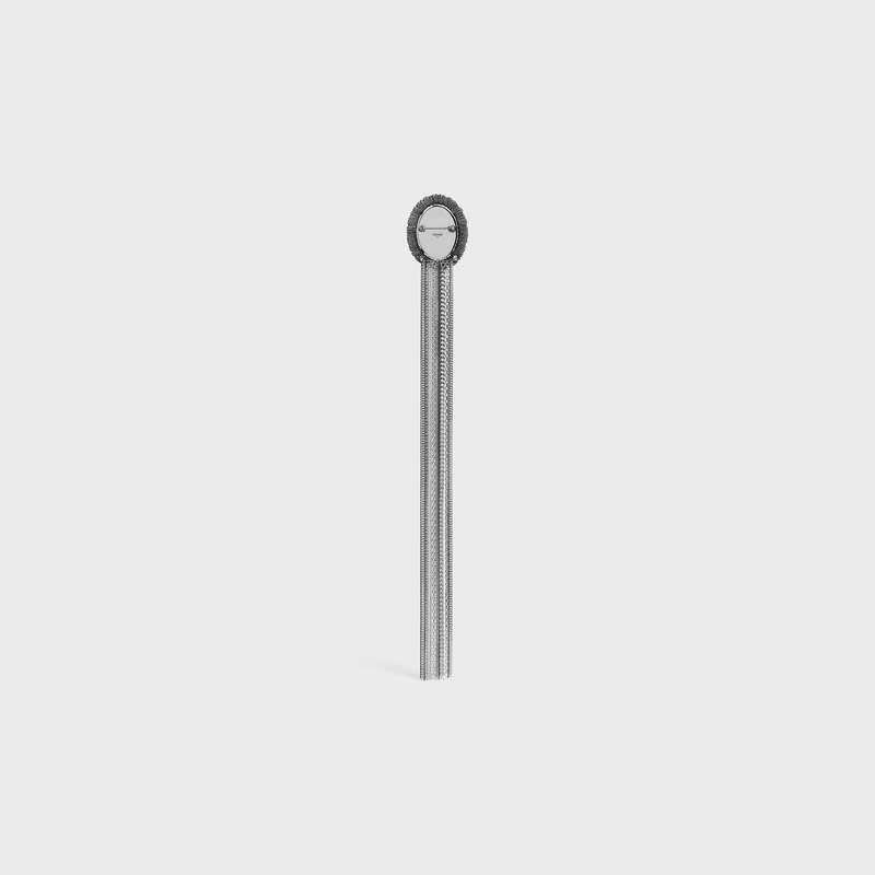 Celine Les Pierres Oval Brooch In Brass With Rhodium Finish And Green Strass Küpe Gümüş Yeşil | CL-591676