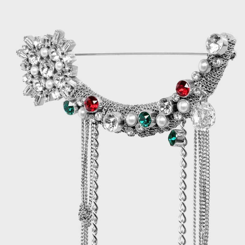 Celine Les Pierres Star Brooch In Brass With Rhodium Finish Küpe Renkli | CL-591675