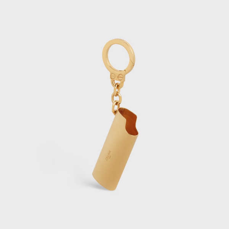 Celine Lighter Case Charm In Brass Küçük Deri Ürünler Altın | CL-592920
