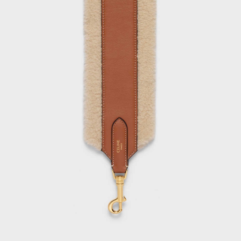 Celine Long Askılı In Shearling And Calfskin Küçük Deri Ürünler Bej Rengi Kahverengi | CL-592905