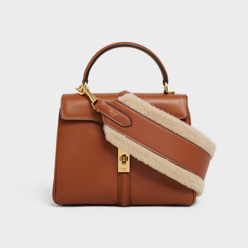 Celine Long Askılı In Shearling And Calfskin Küçük Deri Ürünler Bej Rengi Kahverengi | CL-592905