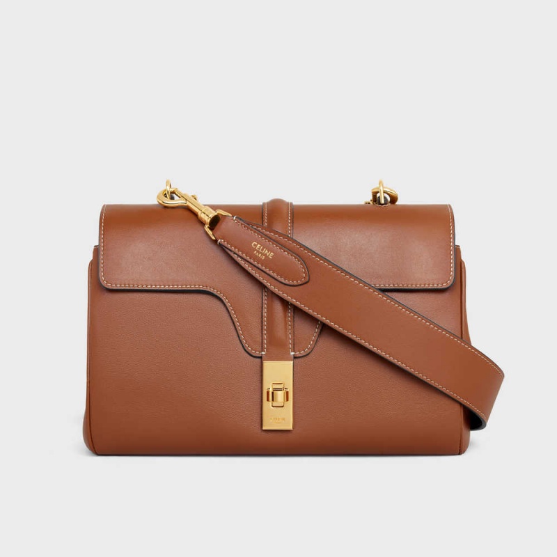 Celine Long Askılı In Smooth Calfskin With Gold Finishing Küçük Deri Ürünler Kahverengi | CL-592902