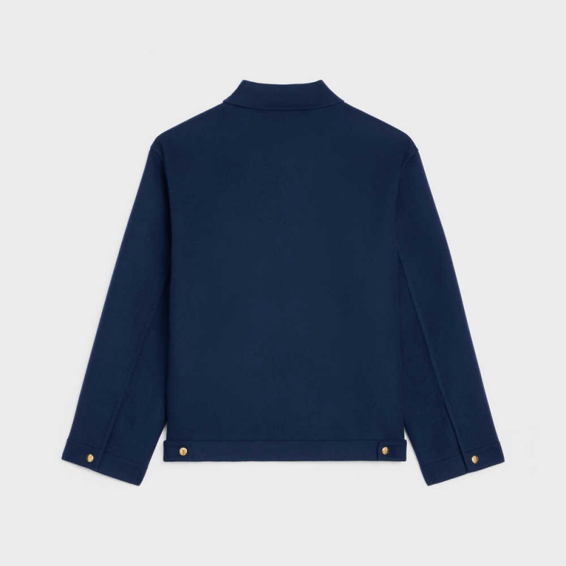 Celine Long Cardigan In Double Faced Cashmere Mont Lacivert | CL-592647