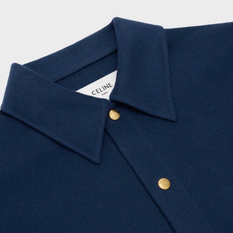 Celine Long Cardigan In Double Faced Cashmere Mont Lacivert | CL-592647