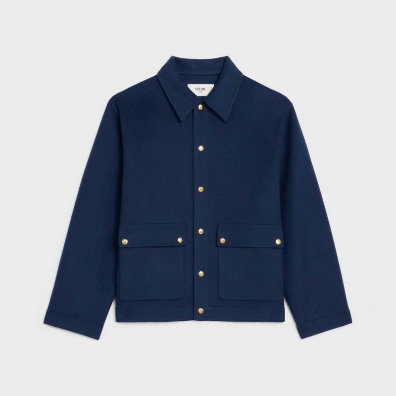 Celine Long Cardigan In Double Faced Cashmere Mont Lacivert | CL-592647