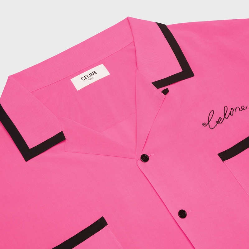 Celine Loose Bowling In Rayon Twill Gömlek Pembe | CL-592151