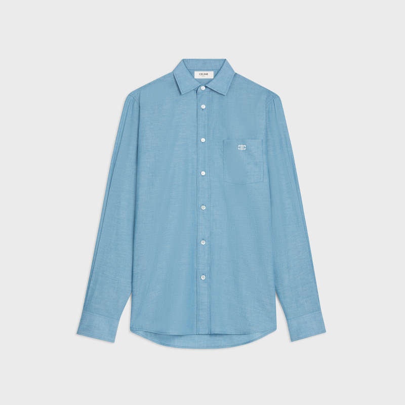 Celine Loose Carnaby In Chambray Pamuklu Gömlek Mavi | CL-592170